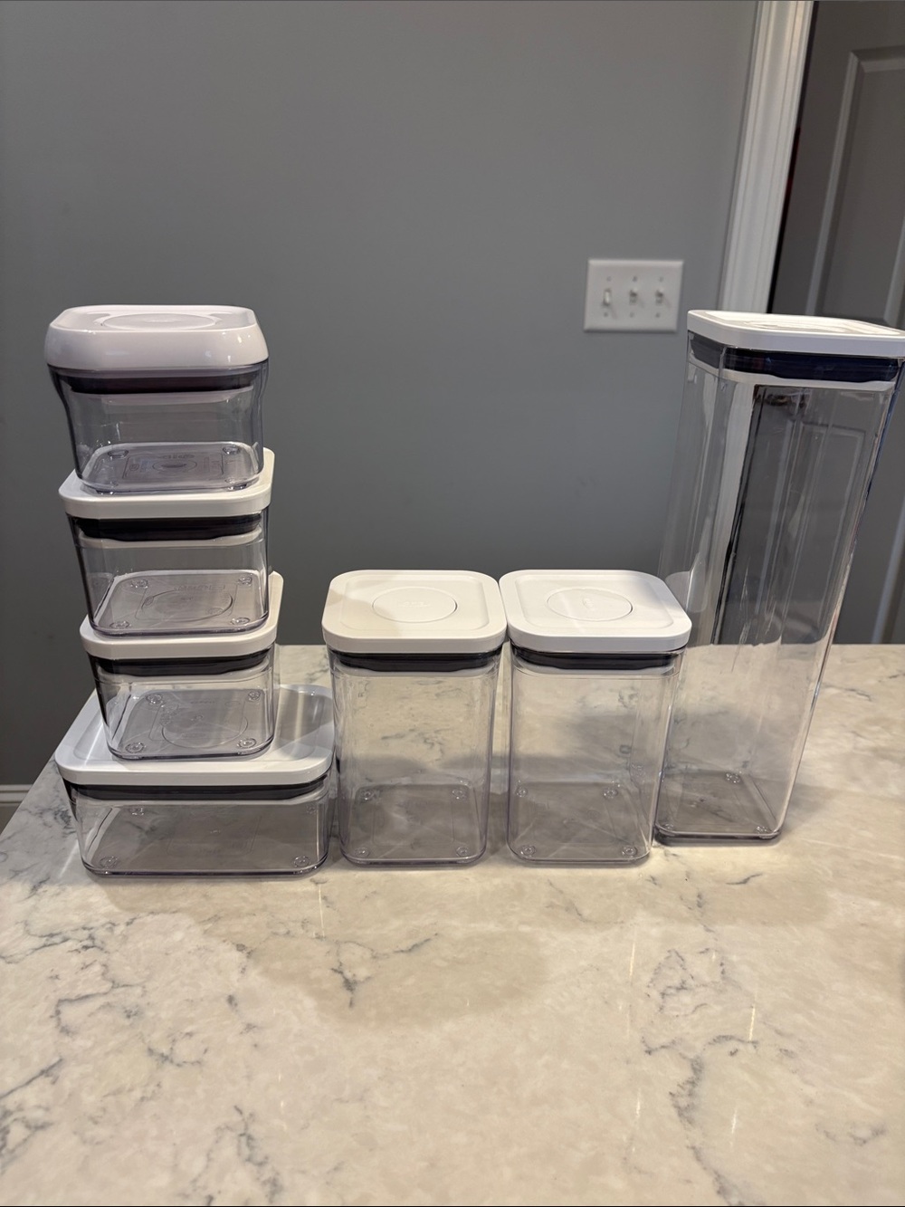 OXO Clear Pantry Storage Canisters with White Lids - Airtight Food Containers